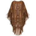 thumbnail image 1 of QQAMB Women's Faux Suede Shawls and Wraps, Vintage Fall Winter Hollow Long Tassels Stole Shrug Cape Scarf, 1 of 3