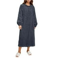 thumbnail image 1 of QQAMB Women's Flannel Nightgown Fuzzy Fleece Cozy Plush Warm Winter Pullover Loungewear Sleepdress Crewneck Nightdress Gray M, 1 of 6
