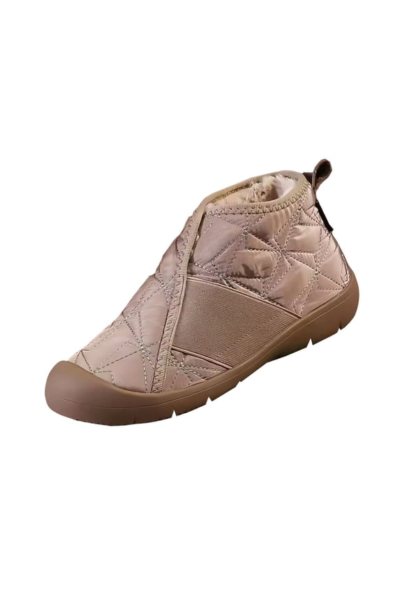 Women's Fleece Lining House Boots Non Slip Warm Comfy Quilted Winter Bootie Slippers Indoor Outdoor