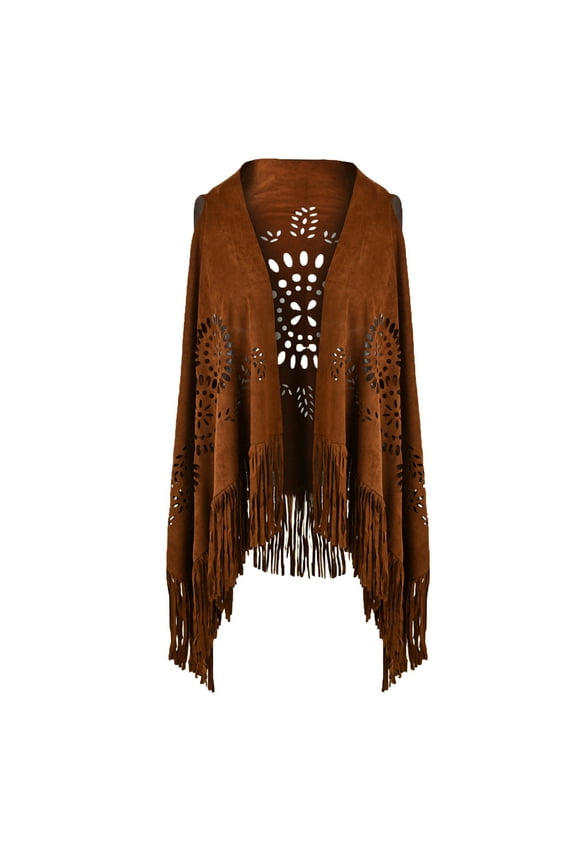 QQAMB Women's Fringed Shawls and Wraps, Hollow Stole Shrug Cape Scarf with Long Tassels for Evening Dresses
