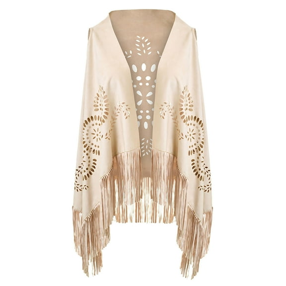 QQAMB Women's Fringed Shawls and Wraps, Hollow Stole Shrug Cape Scarf with Long Tassels for Evening Dresses