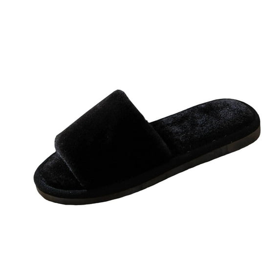 QQAMB Women's Fuzzy Slippers Flip Flop Open Toe Cozy House Memory Foam Sandals Slides Soft Flat Comfy Anti-Slip Spa Indoor Outdoor Slip on