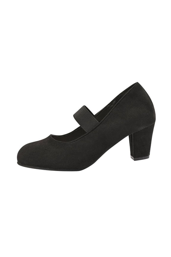 Women's High-Heeled Shoes - Thick Heel, Large Size,with Elastic Band Decoration Suitable for Work or All Seasons.