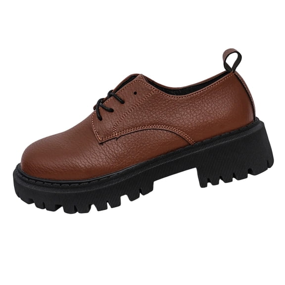 QQAMB Women's Lace-Up Chunky-Heeled Oxford Shoes Slip-On Chunky-Heeled Slip-Ons Anti-Slip Business Casual Dress Shoes for Office Work Loafers