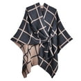 thumbnail image 1 of QQAMB Women’s Large Plaid Shawl Wrap Double Sided Wear Scarf Cape Piercing Design Shoulder Cape for Spring Fall Winter, 1 of 5
