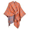 thumbnail image 1 of QQAMB Women’s Large Plaid Shawl Wrap Double Sided Wear Scarf Cape Piercing Design Shoulder Cape for Spring Fall Winter, 1 of 3