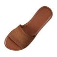 thumbnail image 1 of QQAMB Women's Leather Single Band Flat Sandals Summer Open Toe Slip on Slide Sandal, 1 of 8