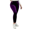thumbnail image 1 of QQAMB Women's Leggings High Waist Velvet Elastic Leggings Velvet Warm Yoga Pants Buttery Soft Velour Leggings Purple XL, 1 of 8