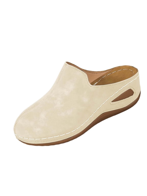 Women's Mules Clogs, Wedge Warm Winter Slippers for Women, Women Indoor Outdoor House Home Slipper