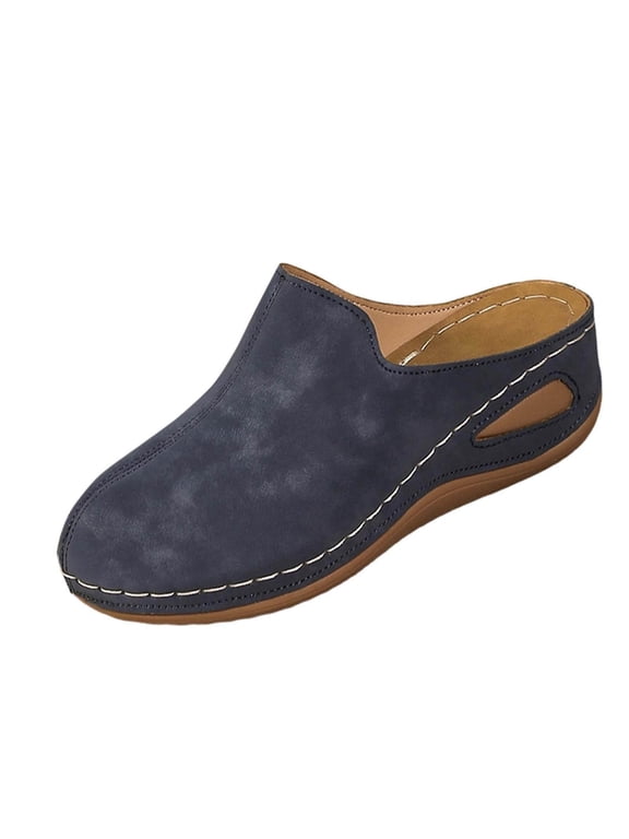 Women's Mules Clogs, Wedge Warm Winter Slippers for Women, Women Indoor Outdoor House Home Slipper