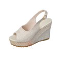 thumbnail image 1 of QQAMB Women's Peep Toe Wedges Elegant Slingback Sandals Fashion Buckle Ankle Strap Non Slip Wedge Sandals, 1 of 8