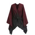 thumbnail image 1 of QQAMB Women's Shawl Wrap Poncho Cape Open Front Cardigan Shawls Gradient Color Cape for Fall Winter with Waist Belt, 1 of 2