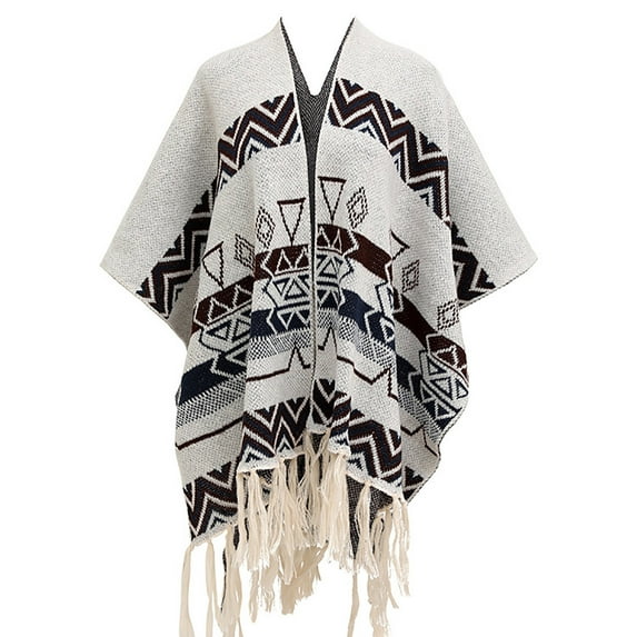 QQAMB Women's Shawl Wraps Open Front Poncho Cape Oversized Sweaters Casual Cardigan Shawls for Fall Winter