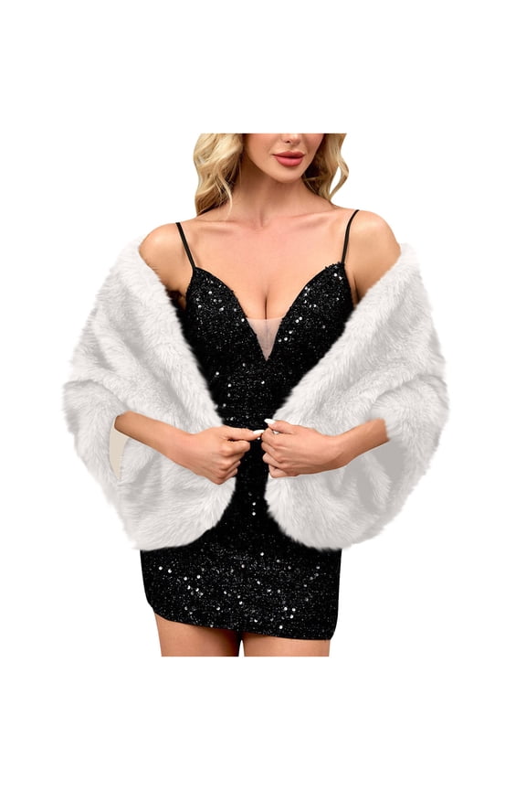 Women's Shawls Faux Fur Wraps Wedding Fur Shawls Bridal Fur Stoles Winter Scarf for Women and Bridesmaids