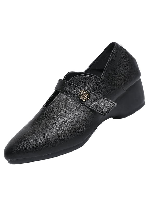 Women's Shoes Block Heel with Ankle Buckle Soft Sole, Versatile Pointed Toe Party and Work Shoes