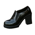 thumbnail image 1 of QQAMB Women's Shoes Everyday Patterned Round Toe Shallow Mouth Loafer Thick Heel High Heels for Leisure and Daily Activities, 1 of 8