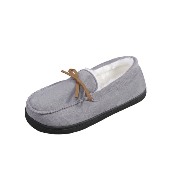 QQAMB Women's Slippers Faux Suede Warm Fuzzy Lining Loafers Slip On Round Toe Comfortable Casual Indoor Outdoor House Shoes