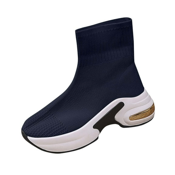 QQAMB Women's Sneakers Slip On Socks Stretch Knit Slim Fit Comfy Walking Shoes Athletic Gym Workout Non Slip Modern Sneaker