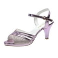 thumbnail image 1 of QQAMB Women's Strappy Sandals Glitter Sandals with Block Heel Open Toe Sandals Shoes, 1 of 7