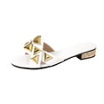 thumbnail image 1 of DeHolifer Women's Studded Gold Flat Sandals Dressy Square Open Toe Summer Vacation Slip on Slides Shoes, 1 of 8