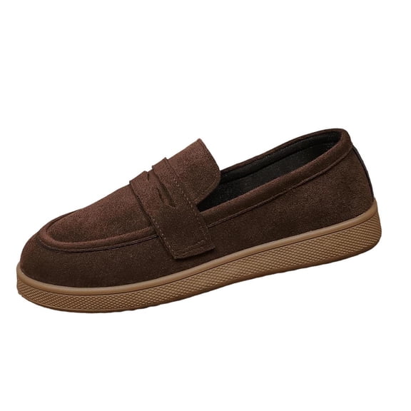 QQAMB Women's Suede Penny Loafers Classic Comfort Casual Shoes Slip-Ons Lightweight Walking Flats Driving Mocs Boat Shoes