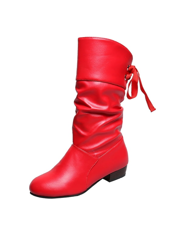 Womens Boots Platform Ankle Boot Pleated High Chunky Block Heel Square Toe Boots Casual Dress Heeled Booties Outdoor