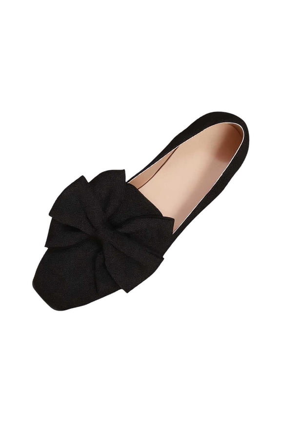 Womens Bowknot Ballet Flats Pointy Toe Casual Flat Shoes Suede Dressy Wear to Work Slip-Ons Moccasins