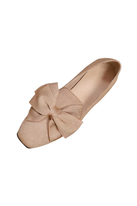 Womens Bowknot Ballet Flats Pointy Toe Casual Flat Shoes Suede Dressy Wear to Work Slip-Ons Moccasins