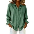thumbnail image 1 of QQAMB Womens Button Down Shirts Striped Dress Shirt Long Sleeve Collared Office Work Blouses Fall Spring Casual Office Tops, 1 of 5