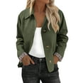 thumbnail image 1 of QQAMB Womens Cropped Trench Coat Lightweight Single Breasted Jacket Fall Windbreaker Fashion Outerwear Green M, 1 of 7
