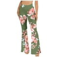 thumbnail image 1 of QQAMB Womens Flare Leggings Hippie Floral Printed High Elastic Waisted Tummy Control Wide Leg Bootcut Yoga Pants Green XL, 1 of 5