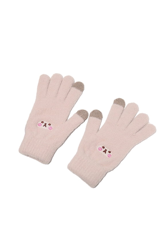 Womens Gloves With Touchscreen Fingers Colorblock Windproof Knit Warm Knit Glove Full Finger Elastic Cuffs Texting Mittens