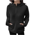 thumbnail image 1 of QQAMB Womens Half Zip Hoodies Long Sleeve Pullover Workout Oversized Hooded Sweatshirt Fall Winter Solid Tops with Pocket Black S, 1 of 5