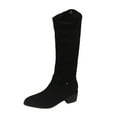 thumbnail image 1 of QQAMB Womens Knee High Boots Pointed Toe Suede Boots Chunky Heel Faux Slouchy Shoes, 1 of 8