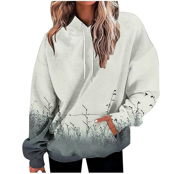 QQAMB Womens Oversized Hoodies Tie Dye Hooded Sweatshirts Casual Comfy Sweater Pullover Fall Winter Outfits with Pockets Gray XL