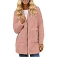 thumbnail image 1 of QQAMB Womens Oversized Sherpa Jacket Fuzzy Fleece Zip Up Jacket Warm Winter Coats Faux Fur Coat with Pockets Pink L, 1 of 4