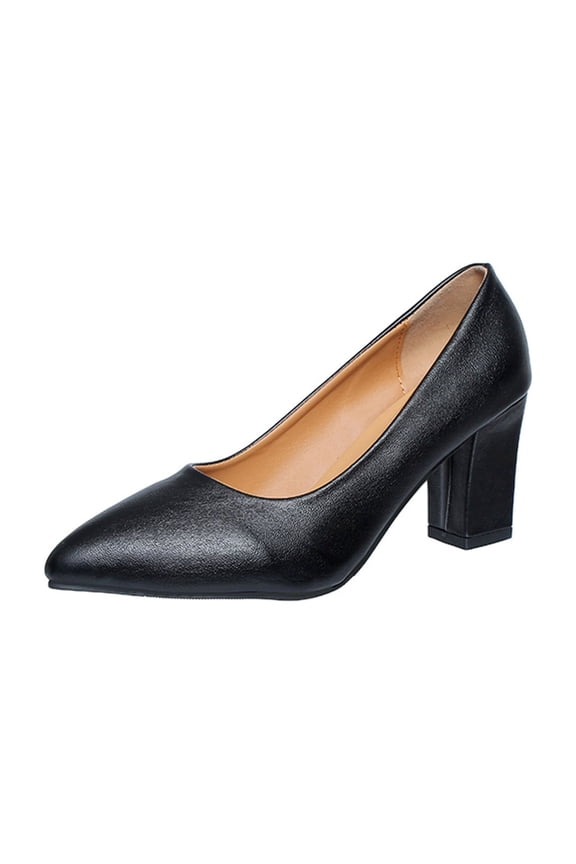 Womens Pointed Toe Pumps Chunky Heel Dress Shoes Block High Heels Comfortable Slip-On Dress Office Party Wedding Shoe