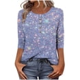 thumbnail image 1 of QQAMB Womens Tops 3/4 Length Sleeve Sparkly Shirts Elegant Work Blouse Dressy Casual T-Shirt Holiday Party Tees Light Blue M, 1 of 5