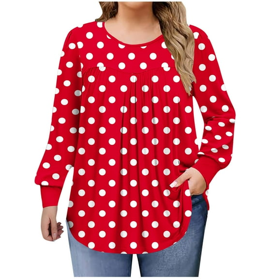 QQAMB Womens Tops Plus Size Crewneck Novelty Printed Long Sleeve Shirts Tunics Fall Casual Pullover Loose Basic T-Shirt