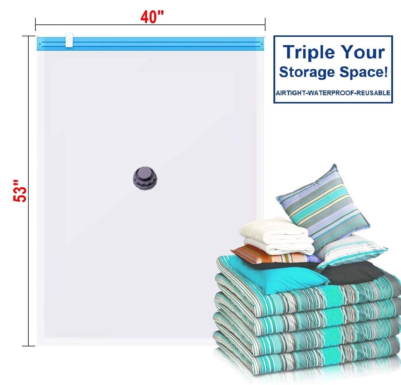 QQbed Heavy Duty Clear Vacuum Storage Bags, 12 pack Super Jumbo Space Saver Organizer for Clothes and Bedding, Adult