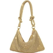 QQL Rhinestone Handbag for Women Chic Evening Handbag Shiny Purse for Travel Vacation , Gold