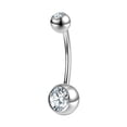 thumbnail image 1 of QQTDFG 1/2Pcs Stainless Steel Belly Button Rings Crystal Navel Piercing Barbell 10-12mm-With Crystal (1 Pc)-1.6mm(14g)*12mm, 1 of 9
