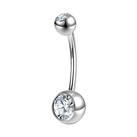 QQTDFG 1/2Pcs Stainless Steel Belly Button Rings Crystal Navel Piercing Barbell 10-12mm-With Crystal (1 Pc)-1.6mm(14g)*12mm