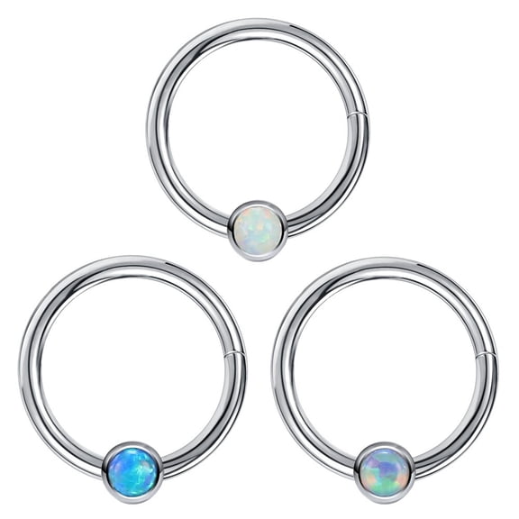 QQTDFG 1/3Pcs Stainless Steel Nose Rings 16g Opal Helix Earring Septum Piercing Jewelry-Multicolored-3 Pcs