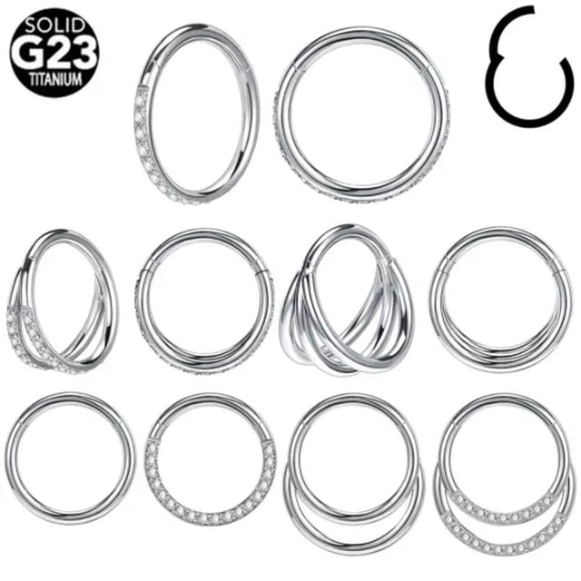 QQTDFG 1 PC G23 Titanium Nose Rings CZ Septum Piercings 16G Ear Helix ...