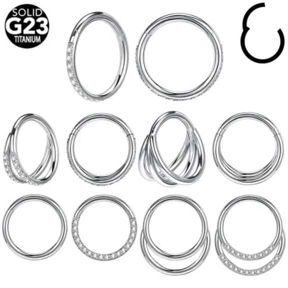 QQTDFG 1 PC G23 Titanium Nose Rings CZ Septum Piercings 16G Ear Helix Tragus Piercing-Style 1 (8mm)