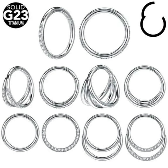 QQTDFG 1 PC G23 Titanium Nose Rings CZ Septum Piercings 16G Ear Helix Tragus Piercing-Style 4 (8mm)