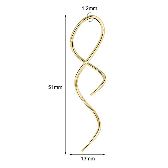 QQTDFG 1 Pair 16G Surgical Steel Threader Earring Spiral Ear Piercing Jewelry for Women-Gold