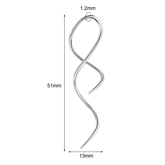 QQTDFG 1 Pair 16G Surgical Steel Threader Earring Spiral Ear Piercing Jewelry for Women-Silver