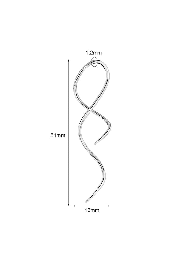 1 Pair 16G Surgical Steel Threader Earring Spiral Ear Piercing Jewelry for Women-Silver